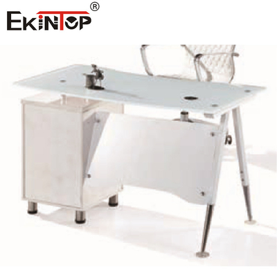 Metal Feet Glass Computer Desk Executive Glass Table Standard Customized