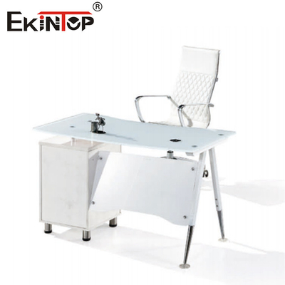 Metal Feet Glass Computer Desk Executive Glass Table Standard Customized