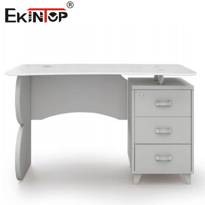 White Rectangle Small Glass Top Desk For Office Furniture Scratch Resistant