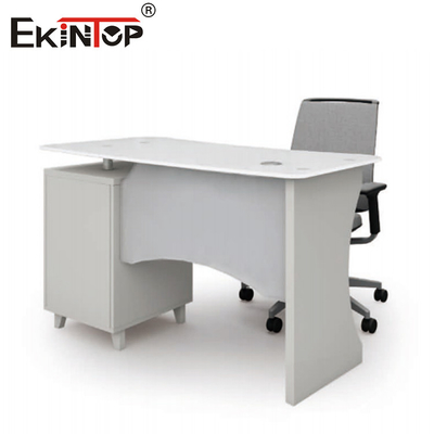 White Rectangle Small Glass Top Desk For Office Furniture Scratch Resistant