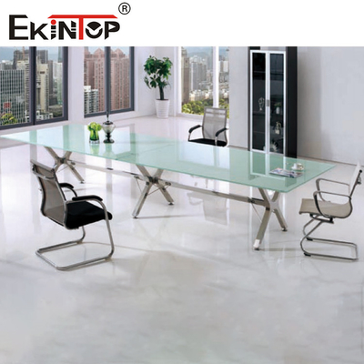 Rectangular Black Conference Table Elegant Business Atmosphere 10 Seating Capacity