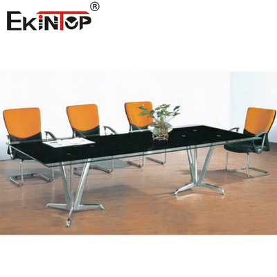 Rectangular Black Conference Table Elegant Business Atmosphere 10 Seating Capacity