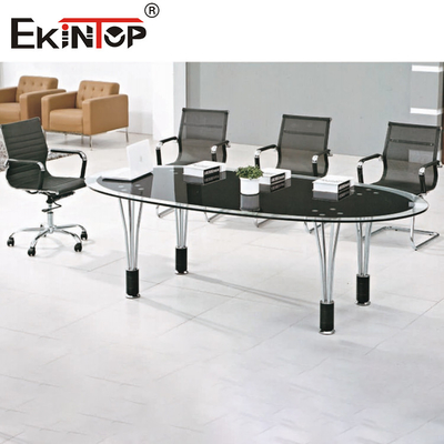 Rectangular Black Conference Table Elegant Business Atmosphere 10 Seating Capacity