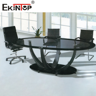 SGS Black Glass Conference Table Enhance Professional Image Show Business Taste