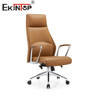 Classic Meets Contemporary Cognac Leather Dining Chair With Chic Metal Frame