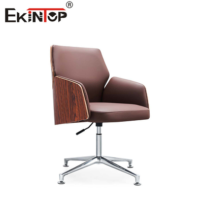 Blend Wood And Leather Office Chair PU Padded Armrest For Timeless Sophistication
