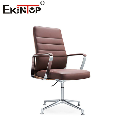 ODM Modern Leather Arm Chairs With Metal Chrome Base