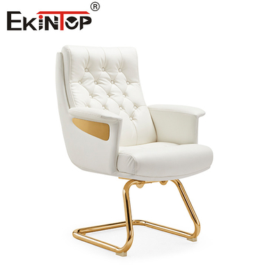 White Executive Leather Office Chair Multifunctional Mechanism