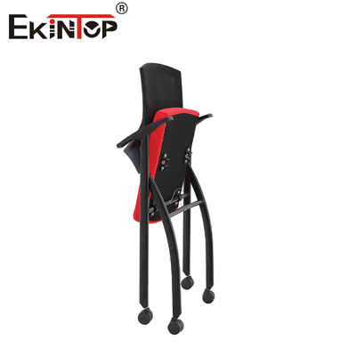Black and Red Foam Cushion Foldable Training Room Chairs with Wheels