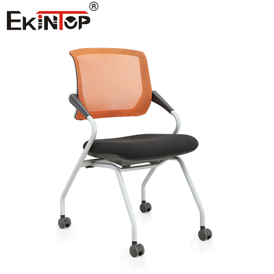 Red Mesh Back with Armrest Wheels Trainee Chair for Train Room