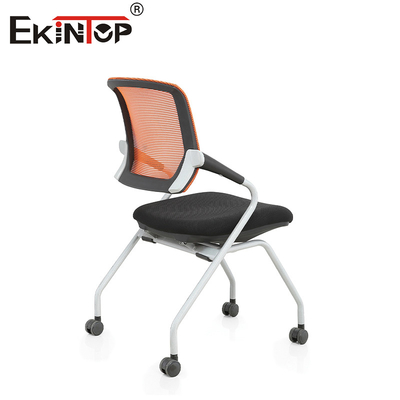 Red Mesh Back with Armrest Wheels Trainee Chair for Train Room