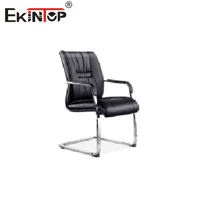Dark Black Leather Chair with Adjustable Height and Wooden Armrests