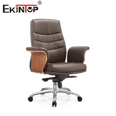 Wooden Base with Textured Leather Surface Office Chair Classic Style