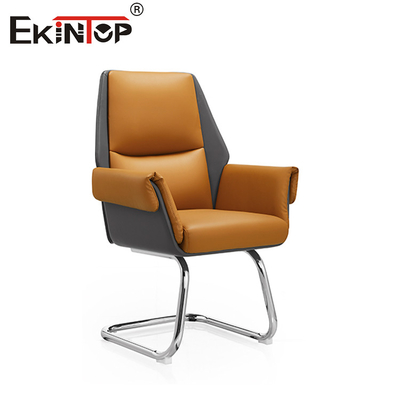 Fashionable Orange Leather Office Chair with Comfortable Seat Cushion and Backrest