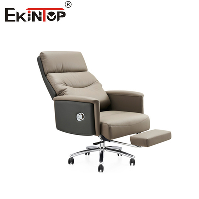 Adjustable Height Recliner with Footrest and Wheels High Back PU Leather Office Chair