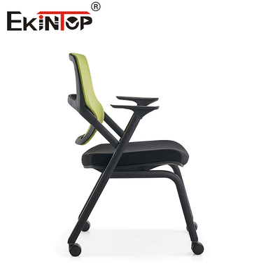 Foldable 3D Armrests Training Chair Green Mesh Back With Wheels