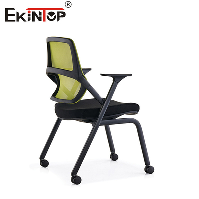 Foldable 3D Armrests Training Chair Green Mesh Back With Wheels