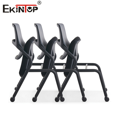 Modern Black Training Chair With Stackable Wheels Molded Memory Foam
