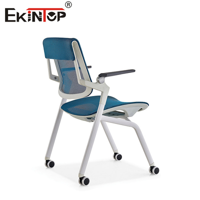Blue And Gray Training Room Chair With Wheels Foldable