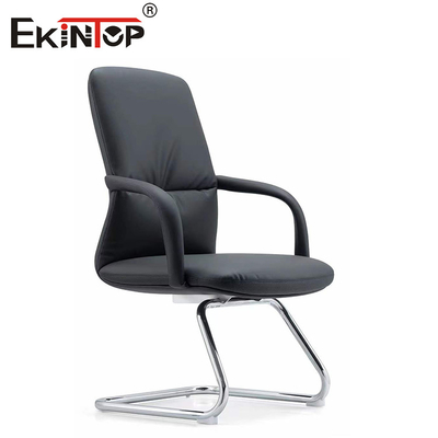 Business Ergonomic Black PU Leather Office Chair With Wheels Reception Seat