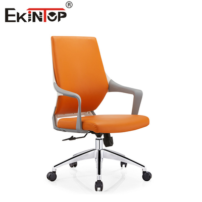 High Back Orange Leather Office Chair With Wheels Modern Style