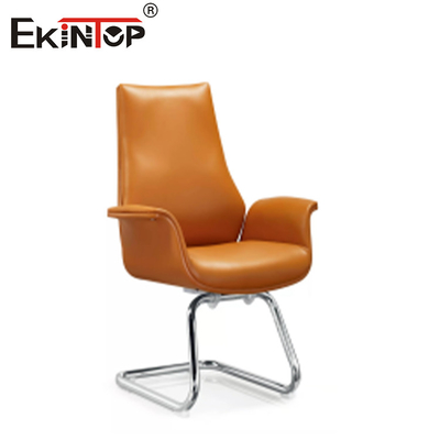 Comfortable Synthetic Leather Office Chair Adjustable Swivel Orange Wheels