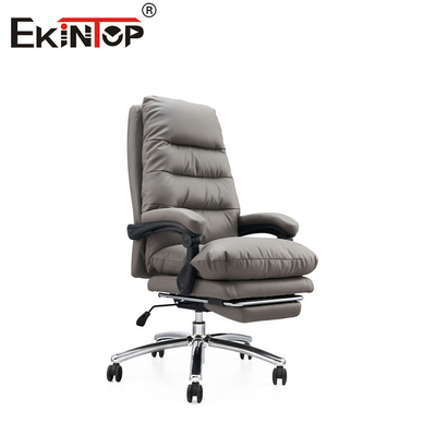 Gray Multifunctional Leather Chair With Footrest Swivel And Adjustable Height