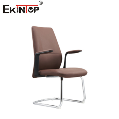 Brown Leather Chair With Armrests Swivel Adjustable Lumbar Support