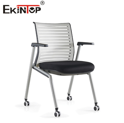Powder Coating Frame Training Chair Mesh Backrest With Writing Tablet Armrest And Swivel Casters