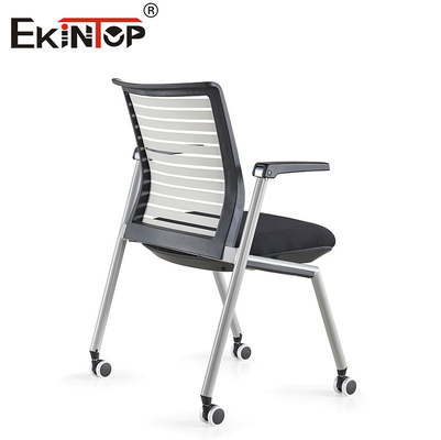 Powder Coating Frame Training Chair Mesh Backrest With Writing Tablet Armrest And Swivel Casters