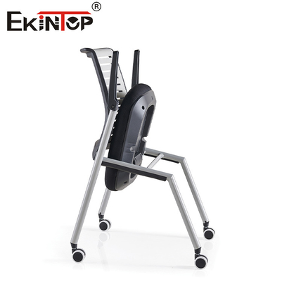 Powder Coating Frame Training Chair Mesh Backrest With Writing Tablet Armrest And Swivel Casters