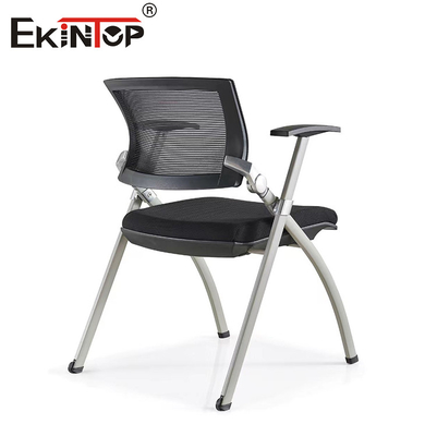 Iron Mesh Training Room Chair With Black Mesh Backrest Foam Cushion Foldable