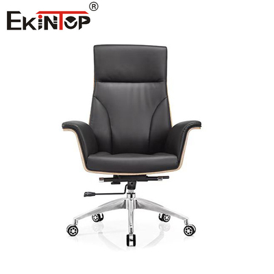 High Back Black Leather Office Chair With Casters  Fix armrest