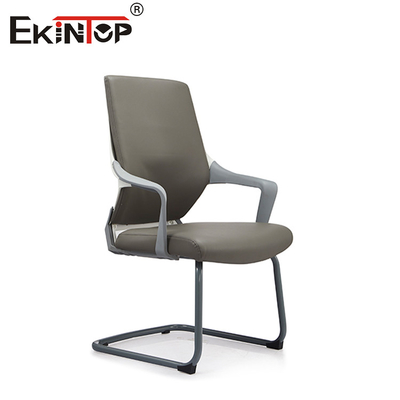 Eco Friendly Blue Gray Leather Office Chair With Adjustable Armrests And Height