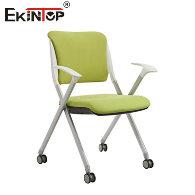 Modern Style  Foldable Training Chair With Armrests Wheels Grey Painted Base