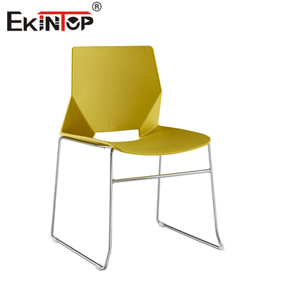 Stackable Black Training Room Chair With Metal Legs And Plastic Seat Cushion