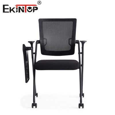Stackable Black Training Room Chair With Metal Legs And Plastic Seat Cushion