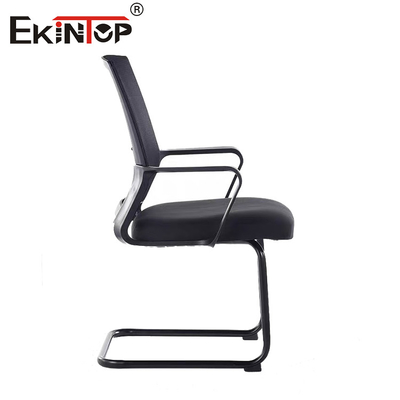 Black Mid Back Mesh Office Chair With Metal Frame And Armrests