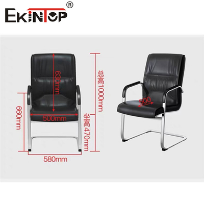 OEM Black Leather Office Chair With Armrests And Metal Frame Business Style