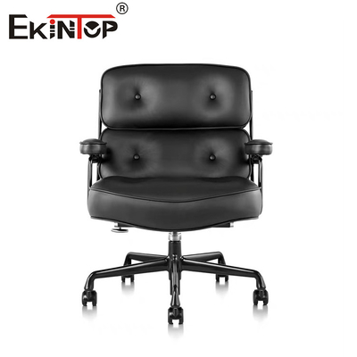Mid Back Black Leather Office Chair With Casters Unique