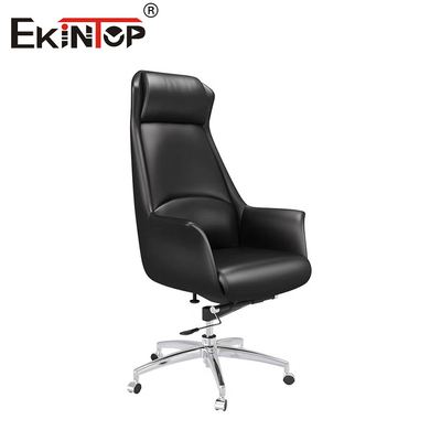Butterfly Mechanism High Back Leather Office Chair With Armrests For Work