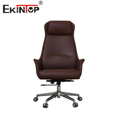 High Back Leather Office Chair With Adjustable Height And Swivel Function