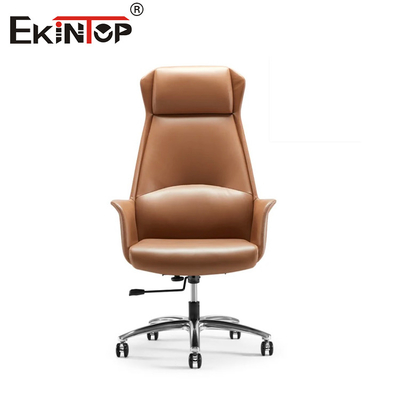 High Back Leather Office Chair With Adjustable Height And Swivel Function