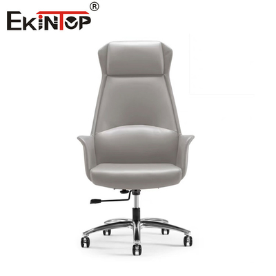 High Back Leather Office Chair With Adjustable Height And Swivel Function