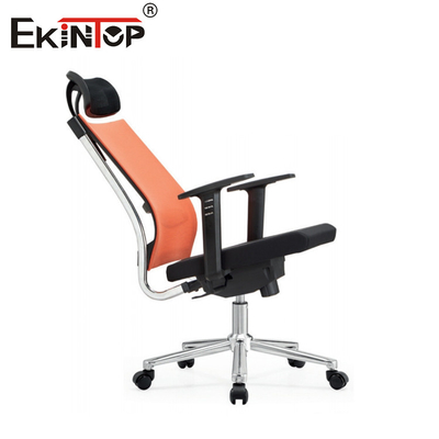 Orange Mesh Office Chair with Adjustable Headrest Height for Work