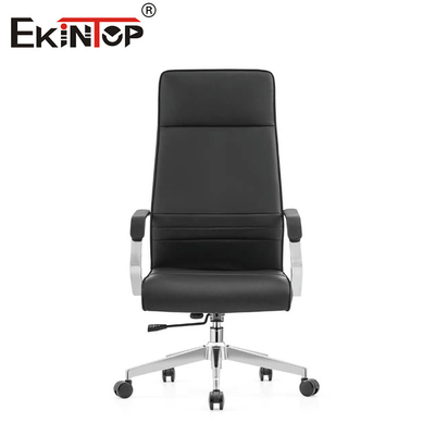 High Back Leather Executive Office Chair With Armrests And Casters