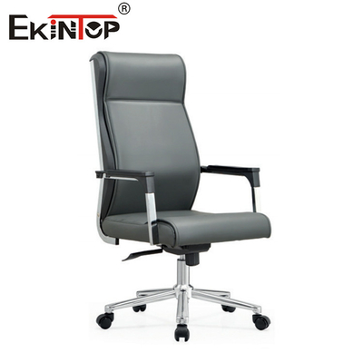 Customizable High Back Leather Office Chair With Adjustable Seat Height And Armrest