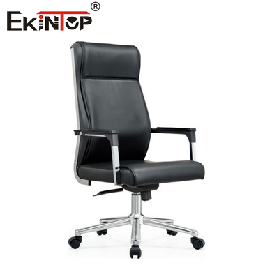 Customizable High Back Leather Office Chair With Adjustable Seat Height And Armrest