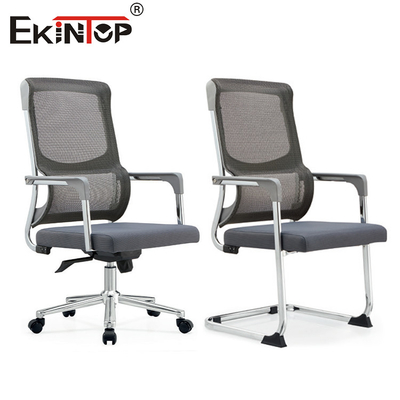 Gray Mid Back Mesh Office Chair With Adjustable Seat Height And Armrests