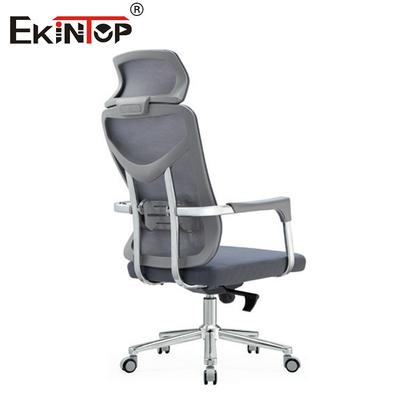 Gray High-back Office Chair With Mesh Fabric Material And Modern Style